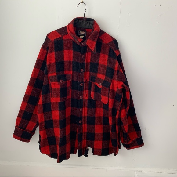 vintage 70s wool plaid Woolrich jacket / chore - barn - work coat - Picture 6 of 11